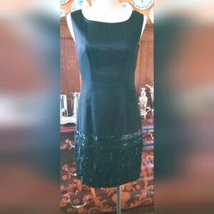 Custom Made Silk Satin Dress w/ Appliqué Accents